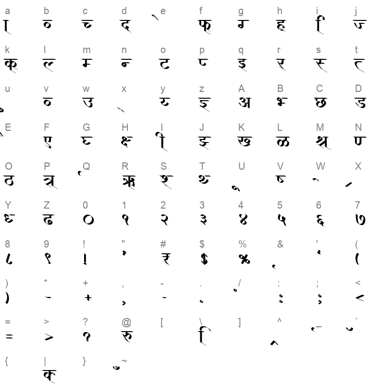 AMS Calligraphy 2 Regular Character Map
