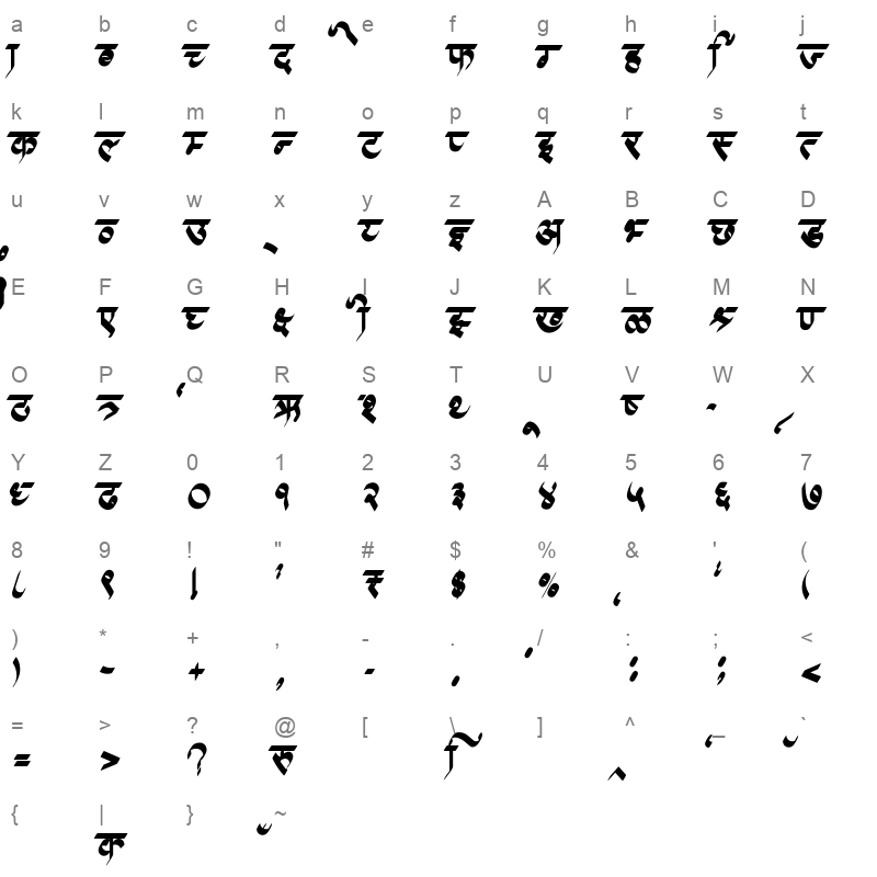 AMS Calligraphy 3 Regular Character Map
