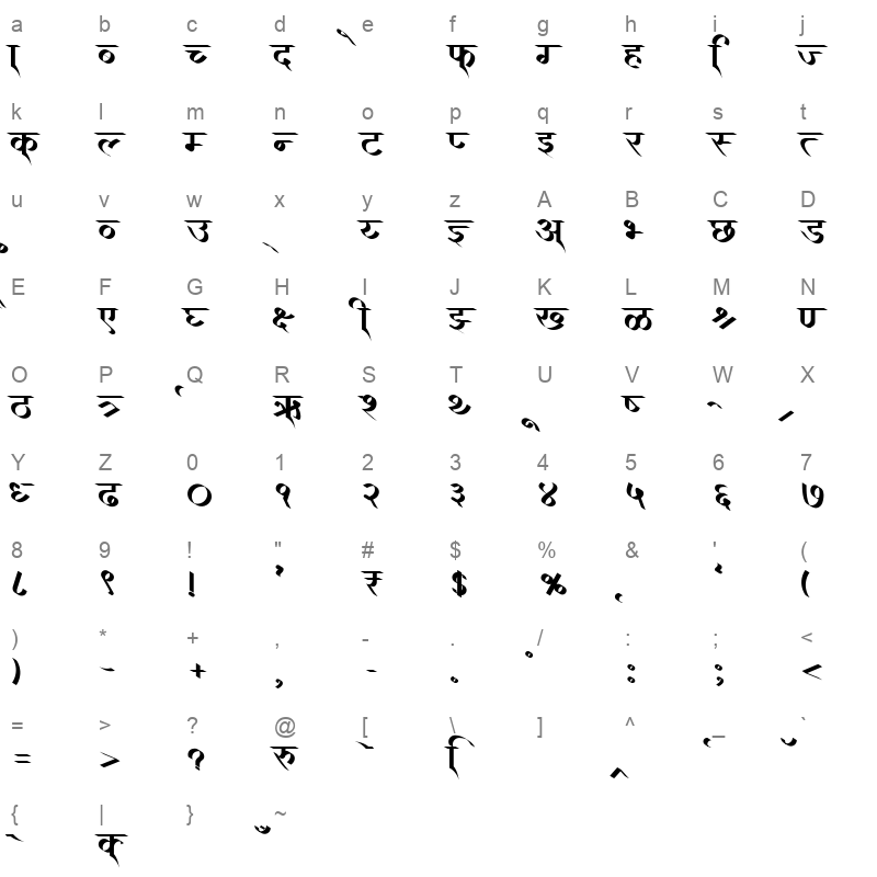 AMS Calligraphy 4 Regular Character Map