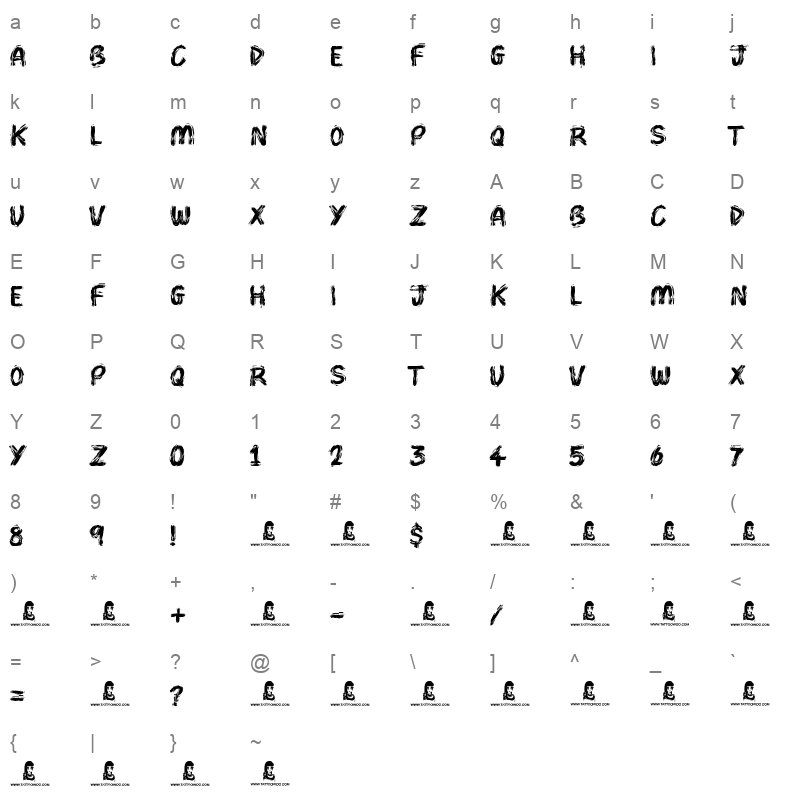 Brush Pains Regular Character Map