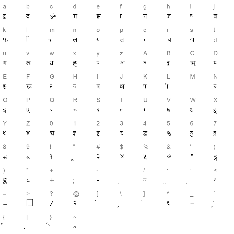 CAS Bold Character Map