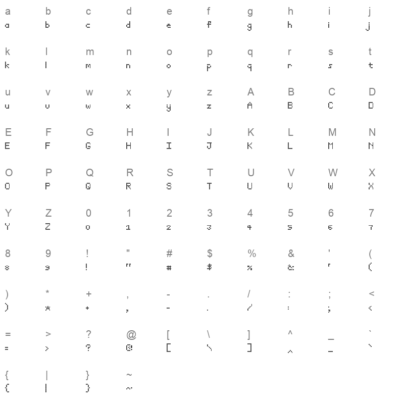 dotty Regular Character Map