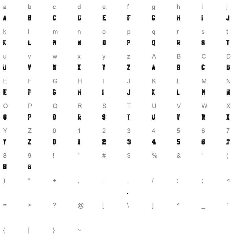 Kill Em All Regular Character Map