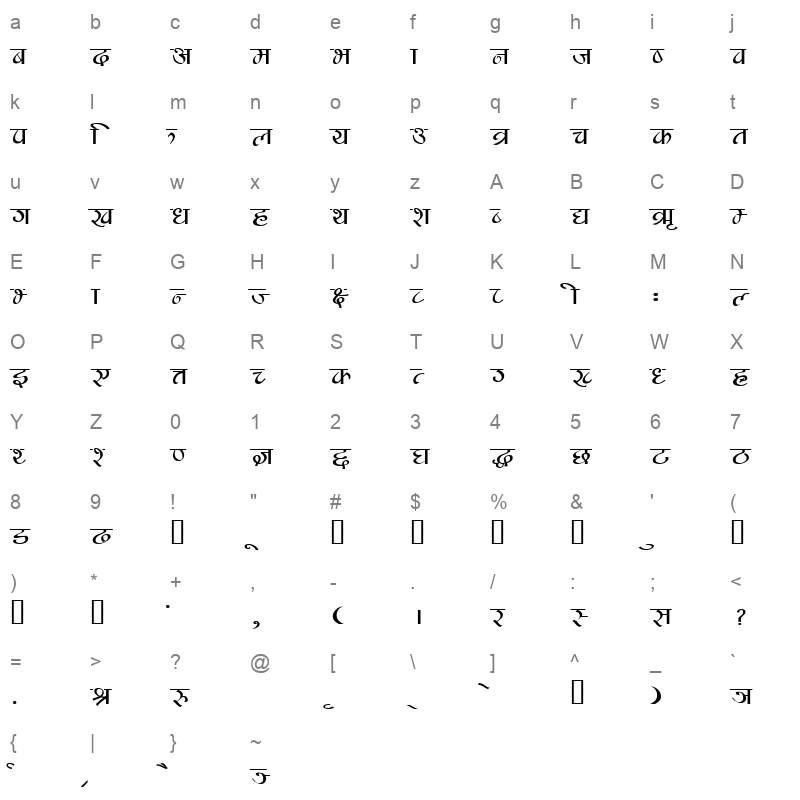 Safaltaa Regular Character Map