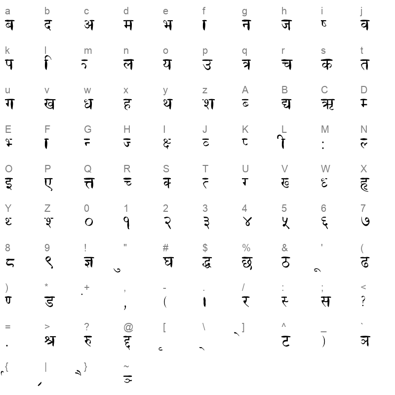 Salonee NORMAL Character Map