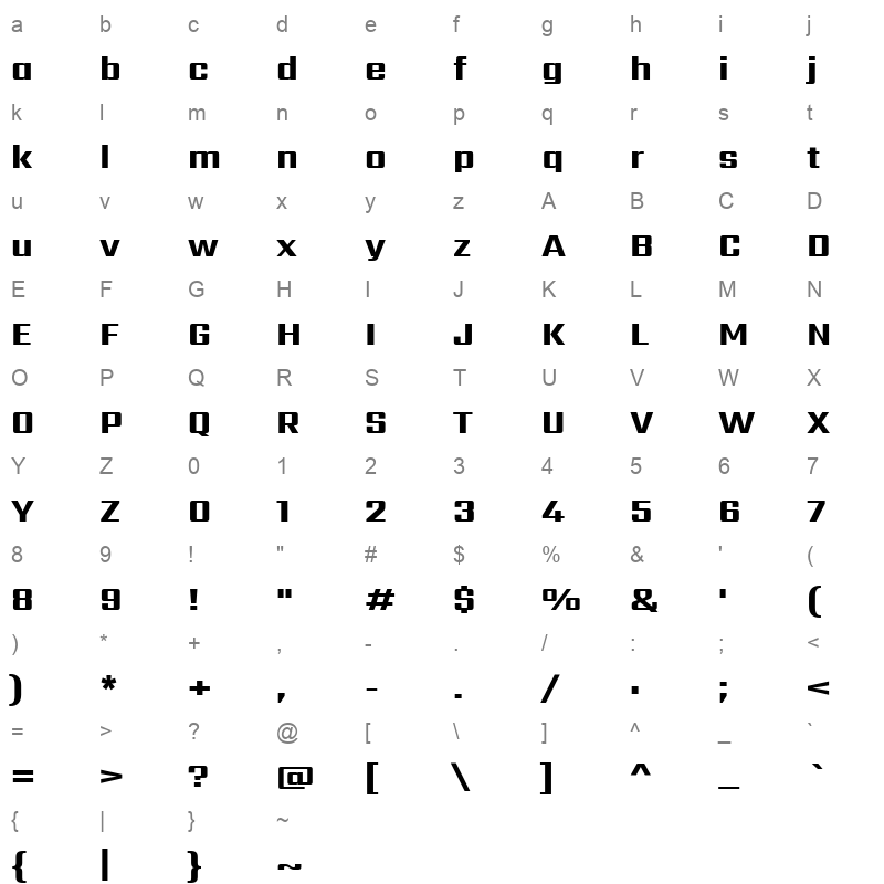 Sarpanch ExtraBold Character Map