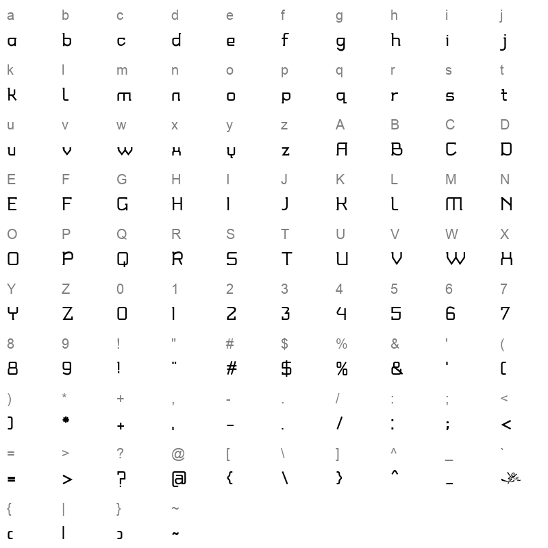 Sheba Regular Character Map