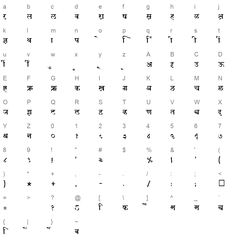 SHREE DEV 2307 Regular Character Map