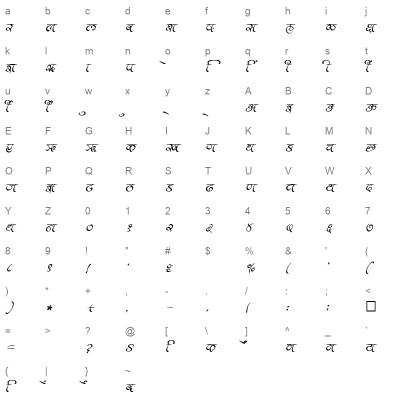 SHREE DEV 2315 Regular Character Map