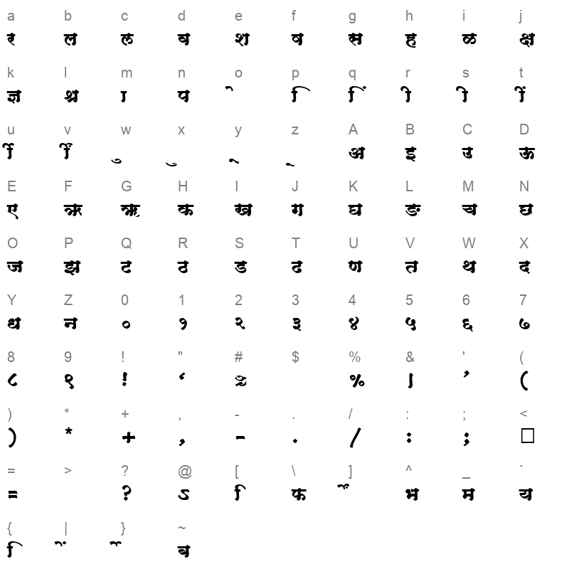 SHREE DEV 2317 Regular Character Map