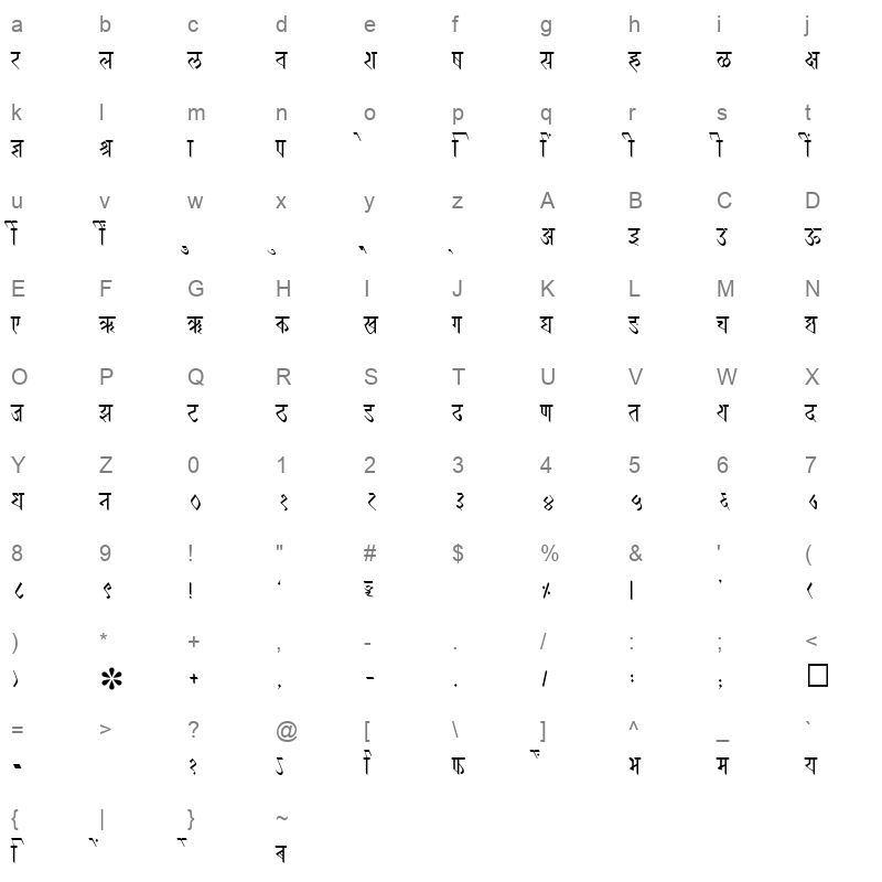 SHREE DEV 2373 Regular Character Map