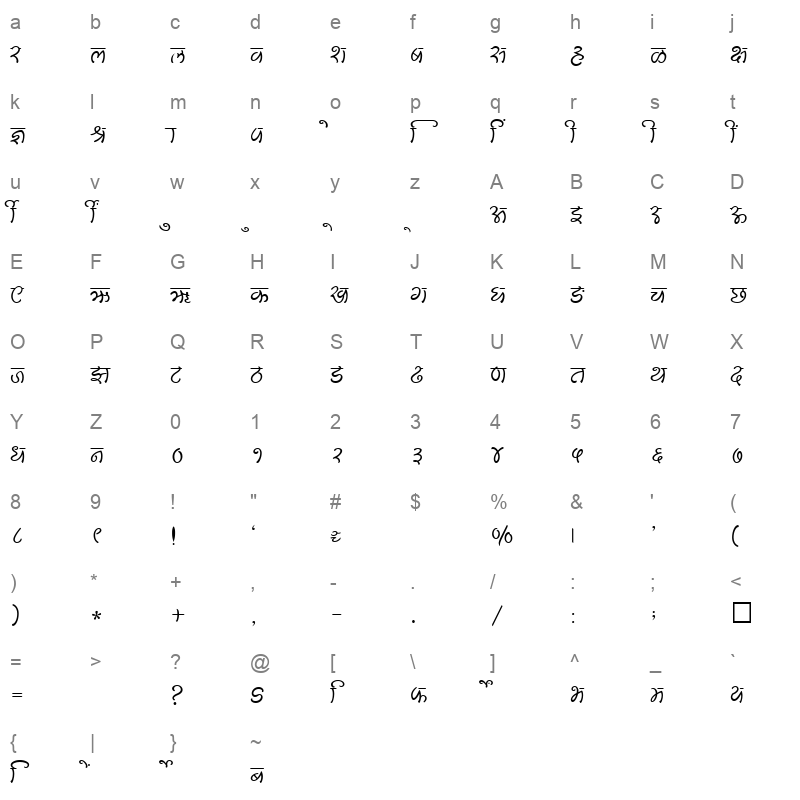 SHREE DEV 2417 Regular Character Map