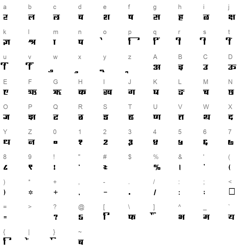 SHREE DEV 2428 Regular Character Map