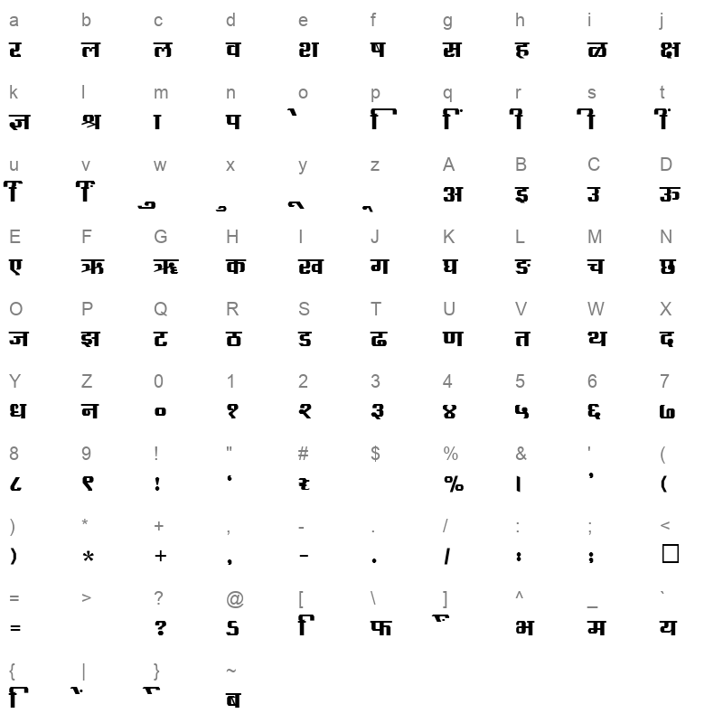 SHREE DEV 2435 Regular Character Map