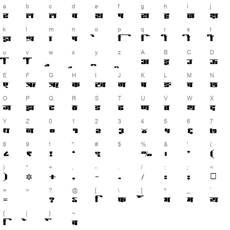 SHREE DEV 2460 Regular Character Map
