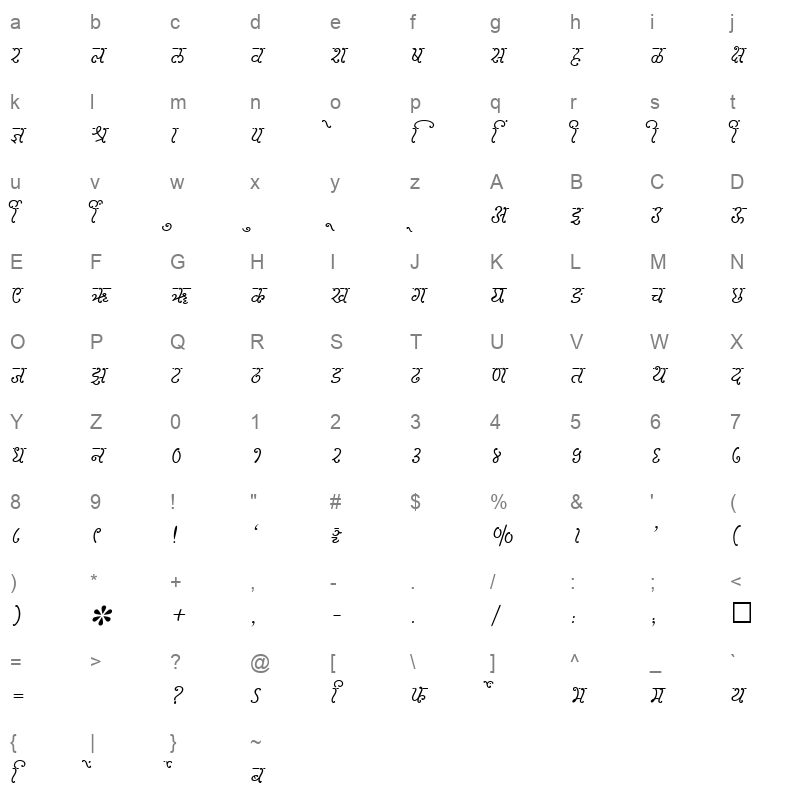 SHREE DEV 3534 Regular Character Map