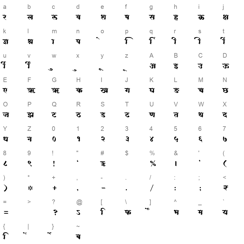SHREE DEV7 4551 Regular Character Map